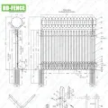 BS1722-12 W Pale Pulver beschichtetes Sicherheitspalisadenzaun